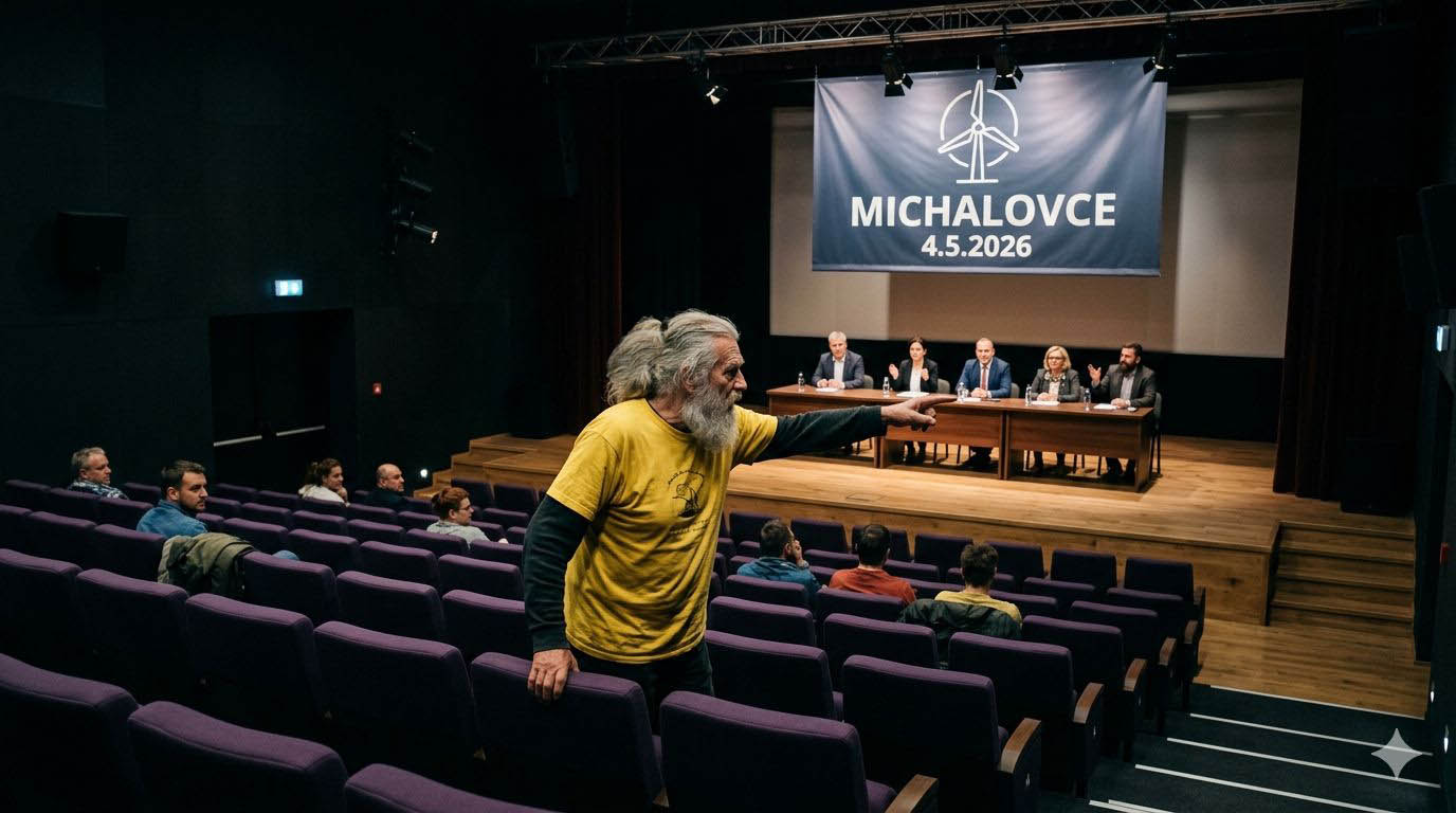 Búrlivá atmosféra pri verejnom prerokovaní veternej energetiky v Michalovciach dňa 4. mája 2026