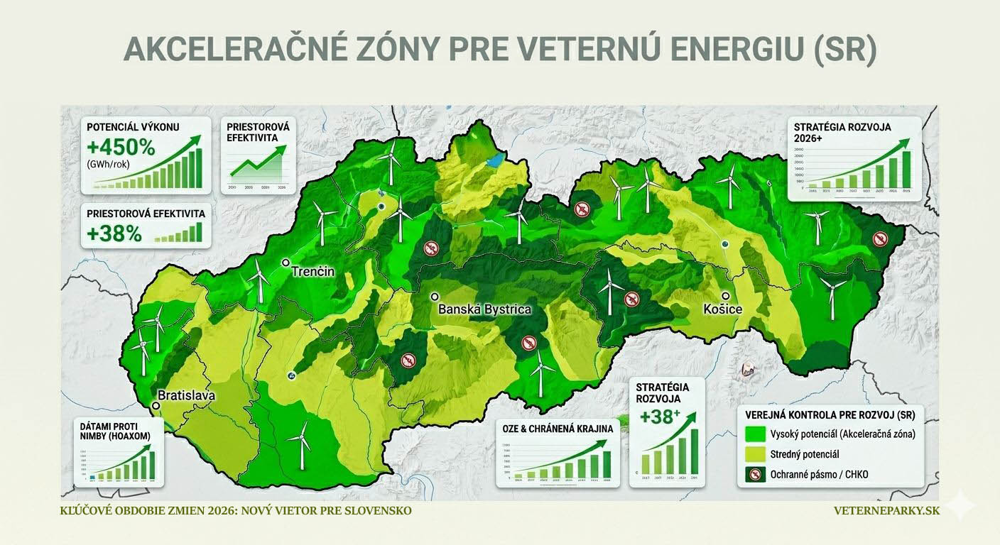 Mapa akceleračných zón pre veternú energiu na Slovensku