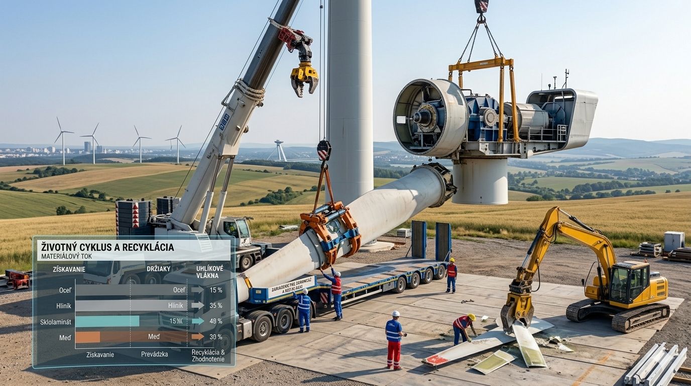 Detailný proces demontáže veternej turbíny pomocou špeciálneho žeriava