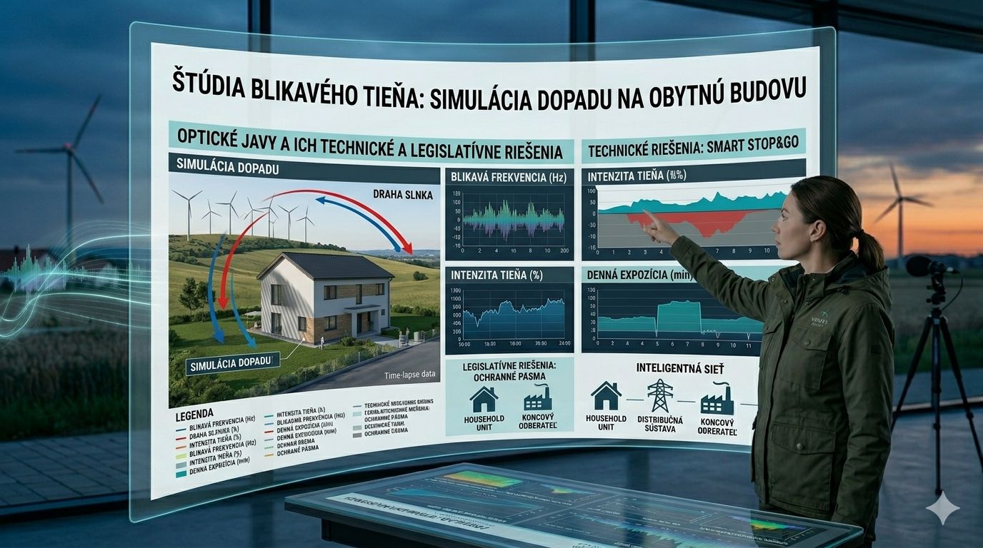 Simulácia dopadu blikavého tieňa na obytnú budovu v rámci štúdie