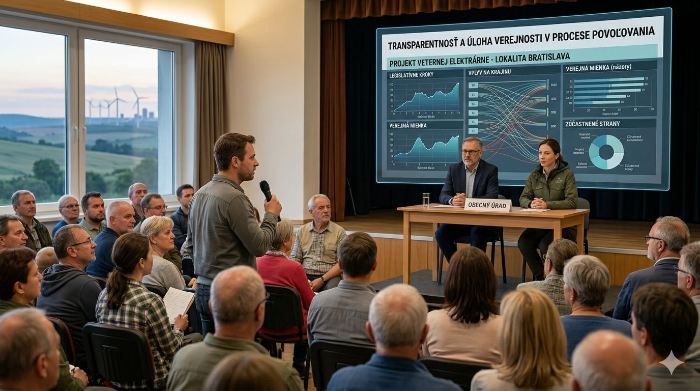 Verejné prerokovanie projektu veternej elektrárne v obecnej sále